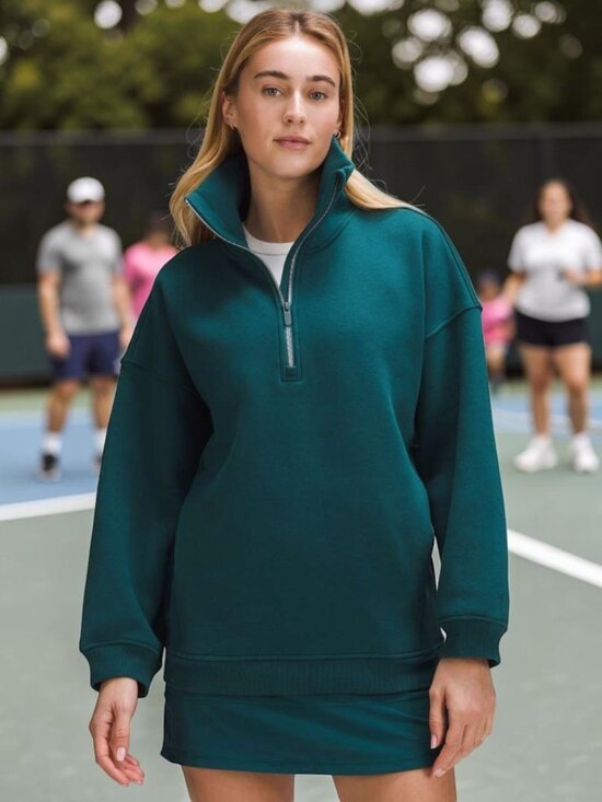 lululemon athletica Tops - Lululemon Thick Fleece Oversized Half Zip xs/s Storm Teal